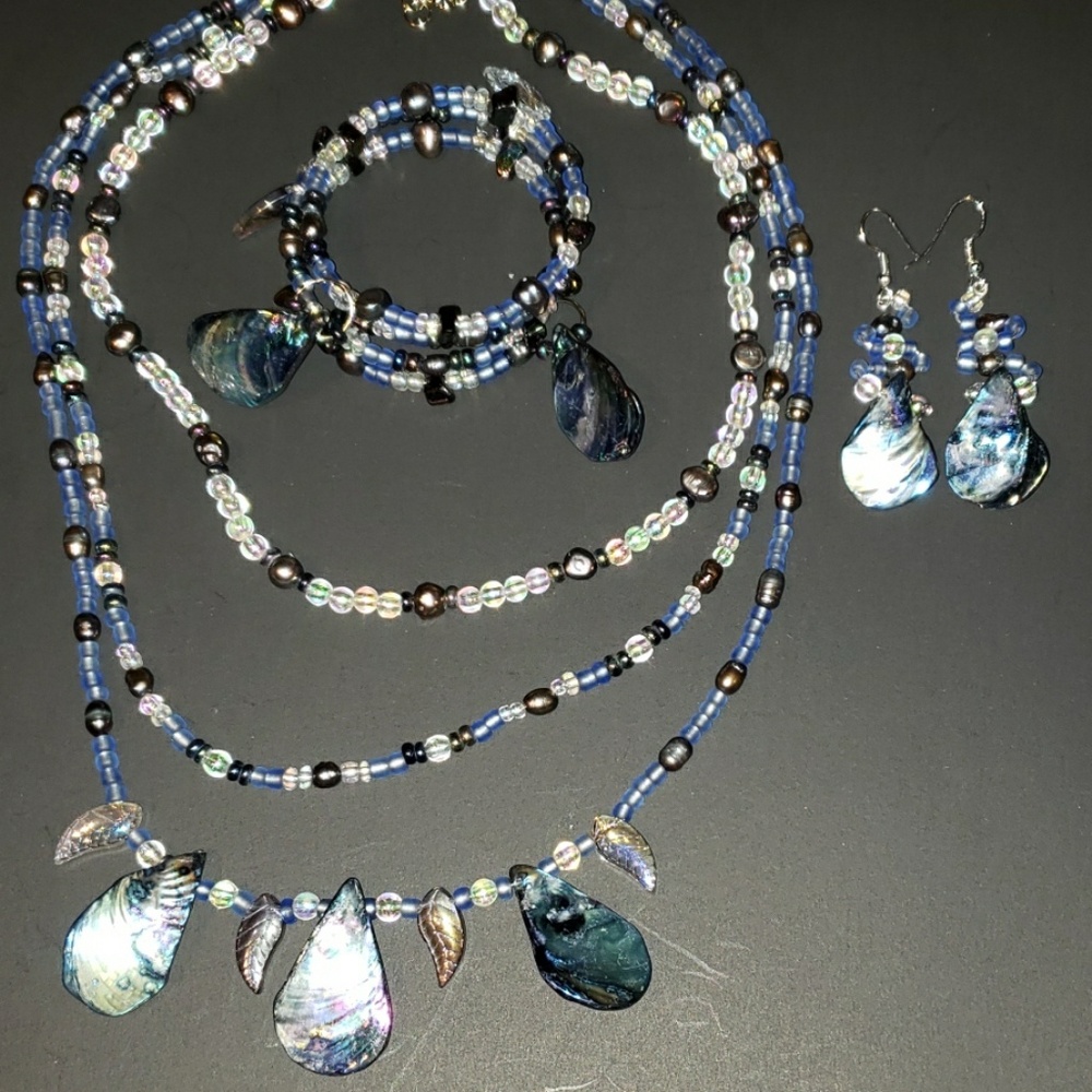 Ocean Blue Necklace Bracelet Earrings Set